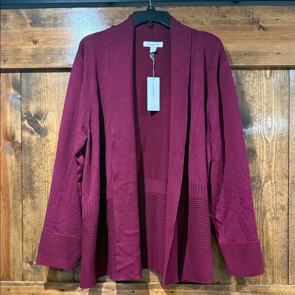 LIZ CLAIBORNE- Cranberry Cardigan‎ Size 2X NWT